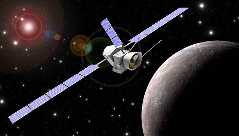 Artist’s impression of BepiColombo in orbit around Mercury. (Image: ESA)